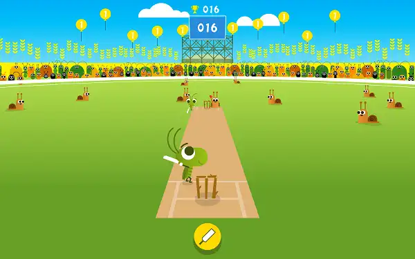 Doodle Cricket score showing after a hit