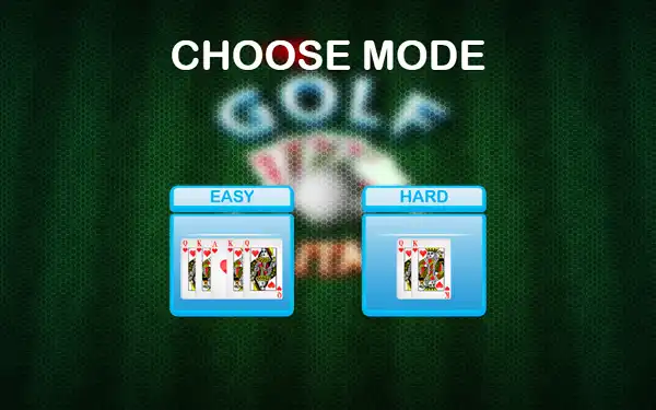 Easy and Hard mode selection screen in Golf Solitaire