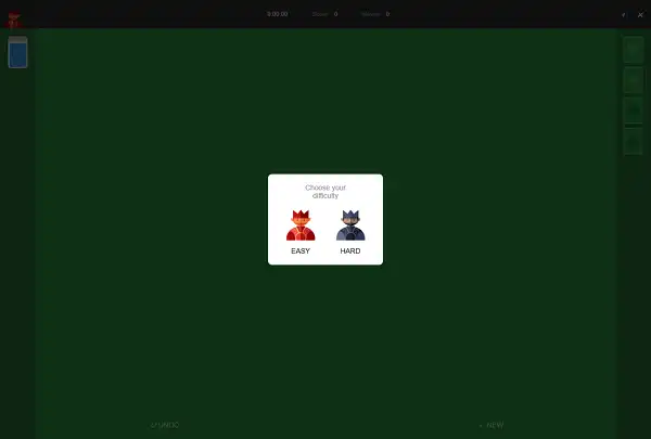 Google Solitaire Rules: Everything You Need to Know Google Solitaire mode selection screen showing Easy and Hard mode options