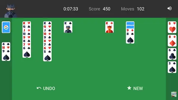 Is Google Solitaire Always Winnable? Win Rate Explained Google Solitaire showing a dead-end game state with no valid moves remaining