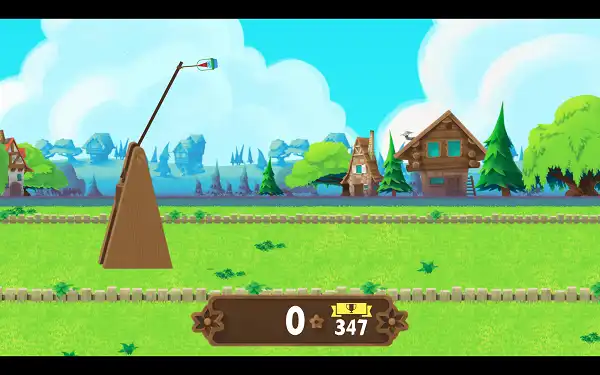 Garden Gnome gameplay screenshot showing a gnome flying through the air after launch
