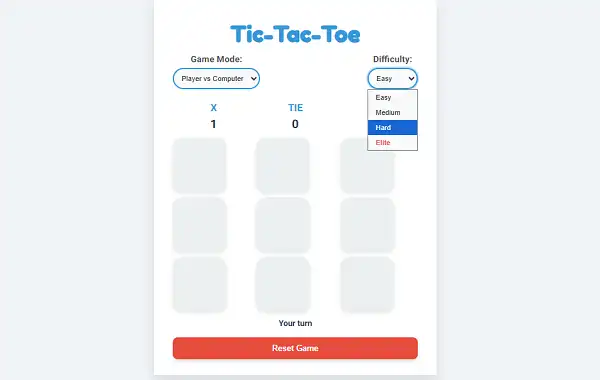 Google Tic-Tac-Toe - Play Doodle Game Online Game mode and difficulty settings in Tic-Tac-Toe